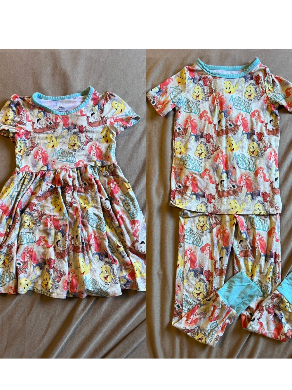 Little Snuggles Little Mermaid Bamboo Dress + 2 Pc Pajama Set Girls 3T